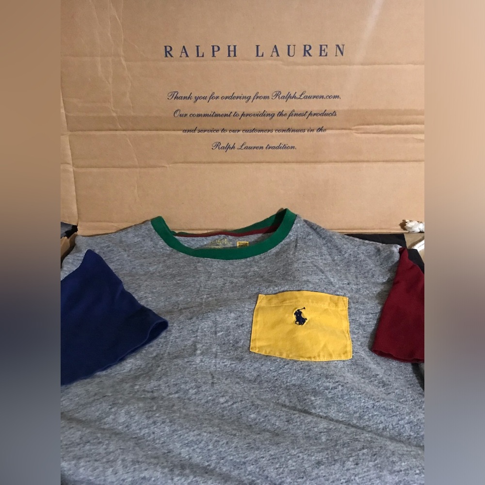 Polo Ralph Lauren Grey Colorblock Tee Size L